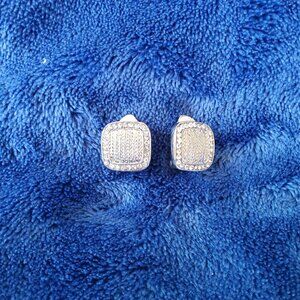 Vintage Silver Tone & Sparkling Rhinestones clip on earrings